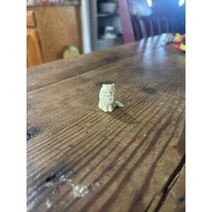 Miniature White Cat Figurine